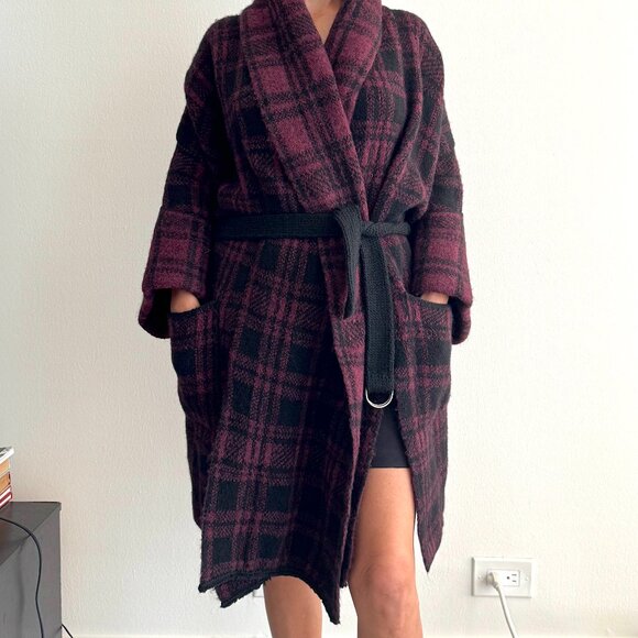 Diesel Red & Black Wool Coat Authentic Women - Picture 2 of 9